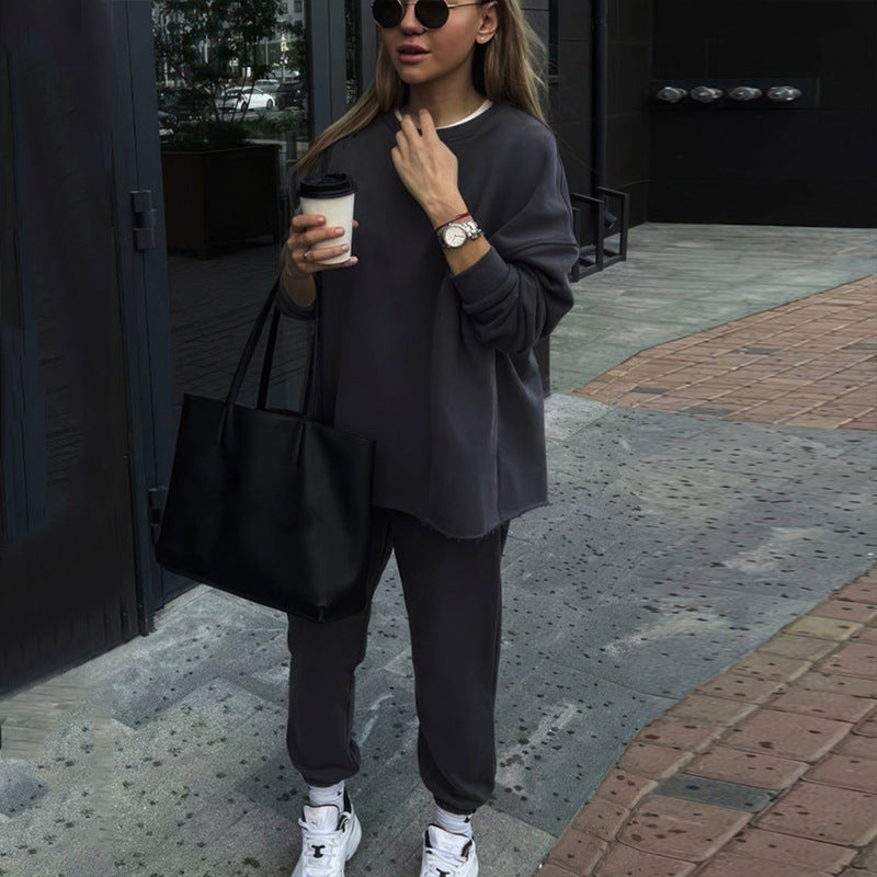 Fashionable Elastic Waistband Pants Two-piece Set