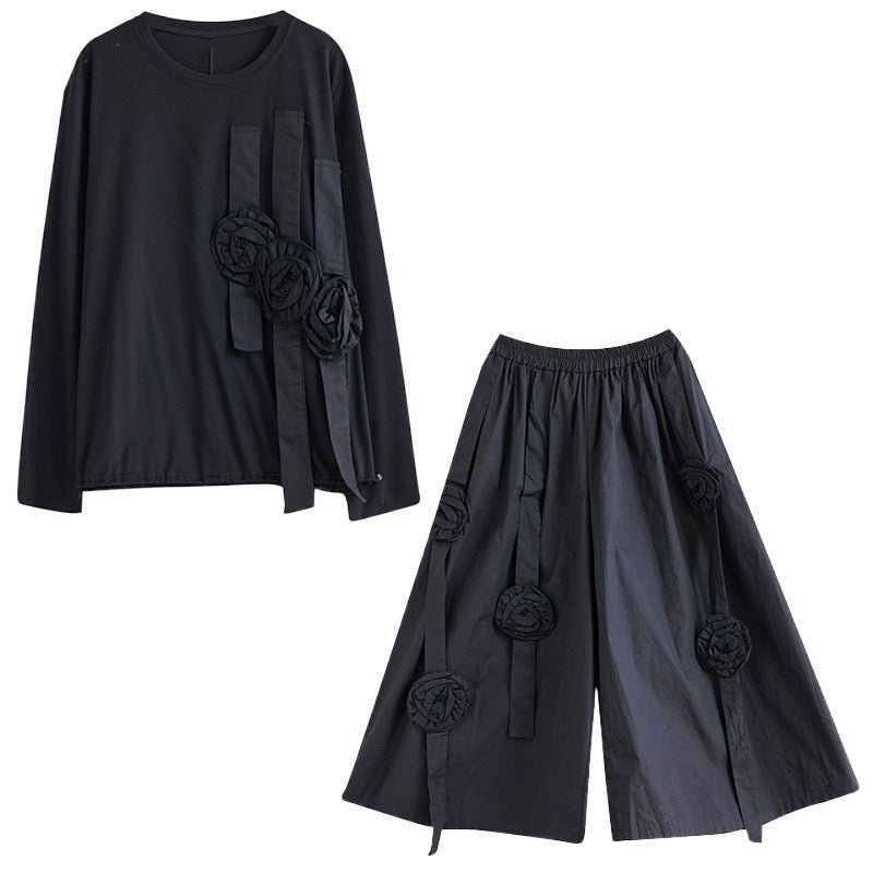 Autumn Fashion Set 3D Floral Two-piece Outfit