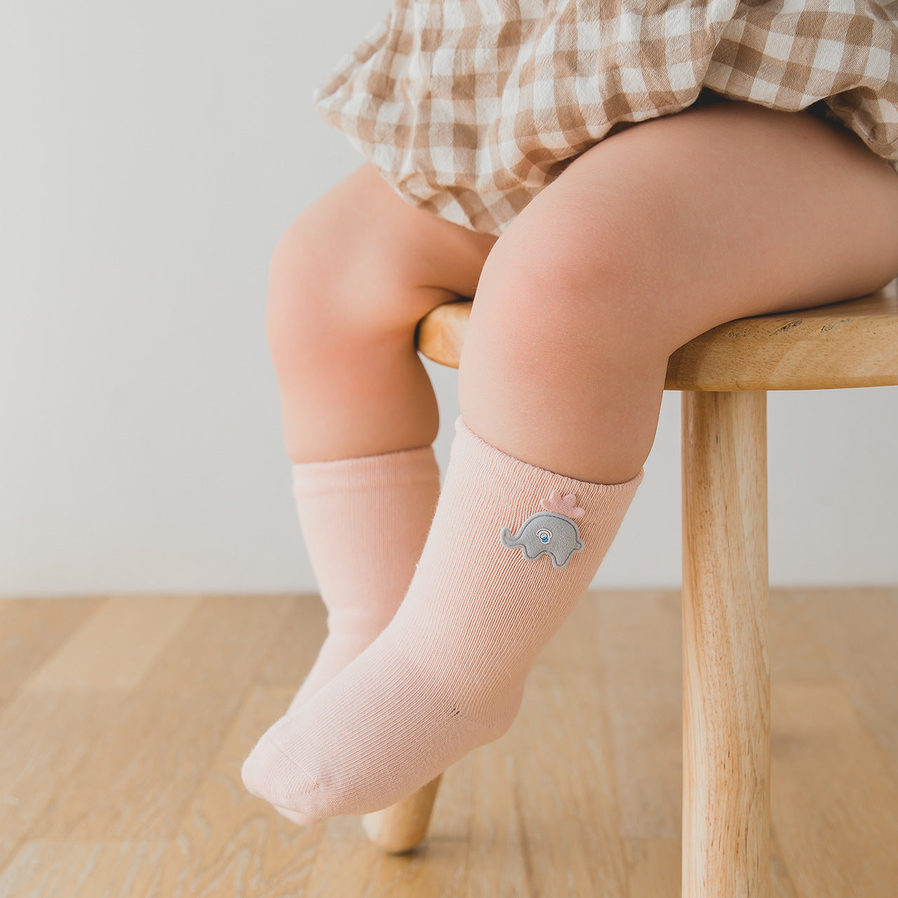 Cartoon Baby Elephant Socks In Tube Solid Color Cotton
