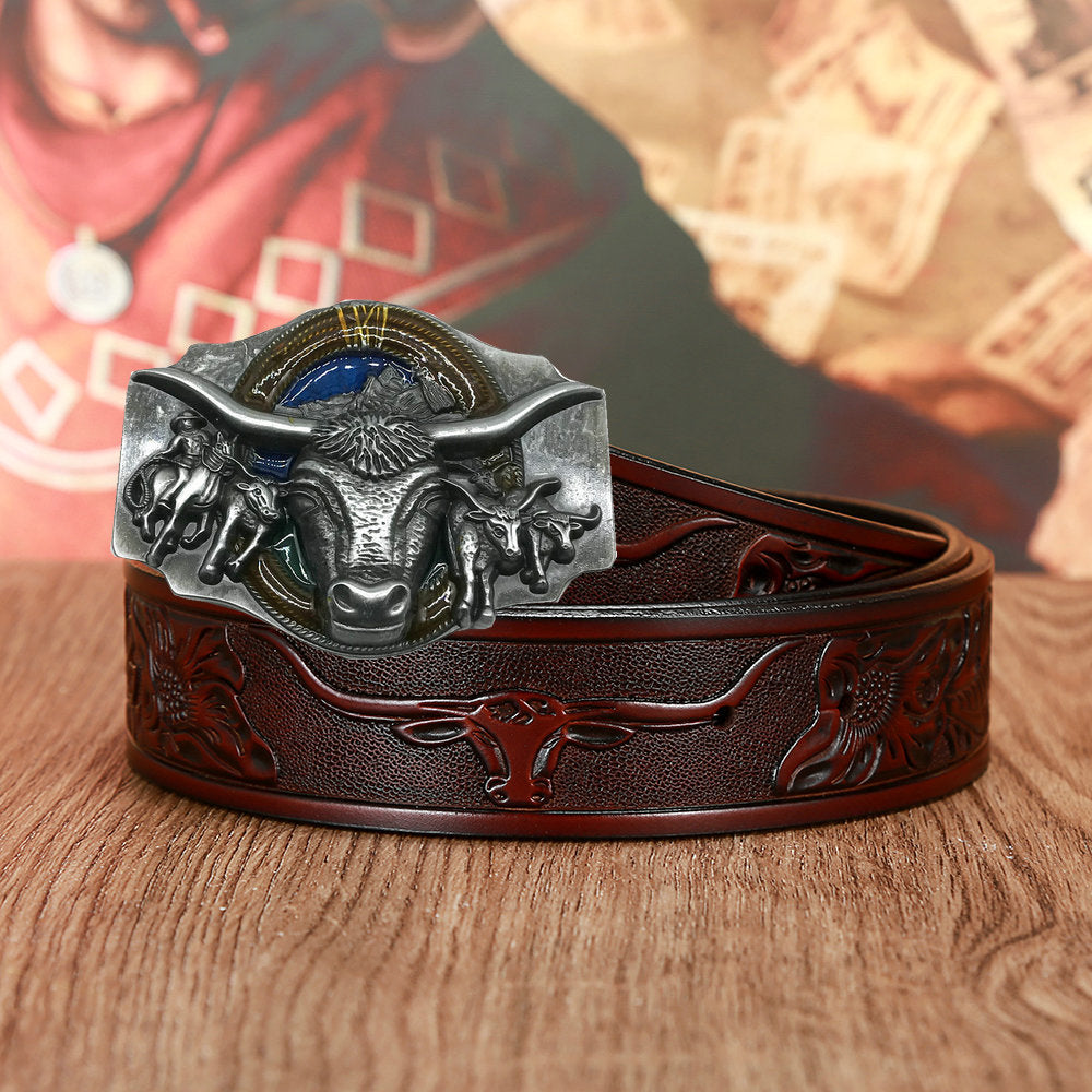 Western Denim Natural Year Cowhide Craft Belt