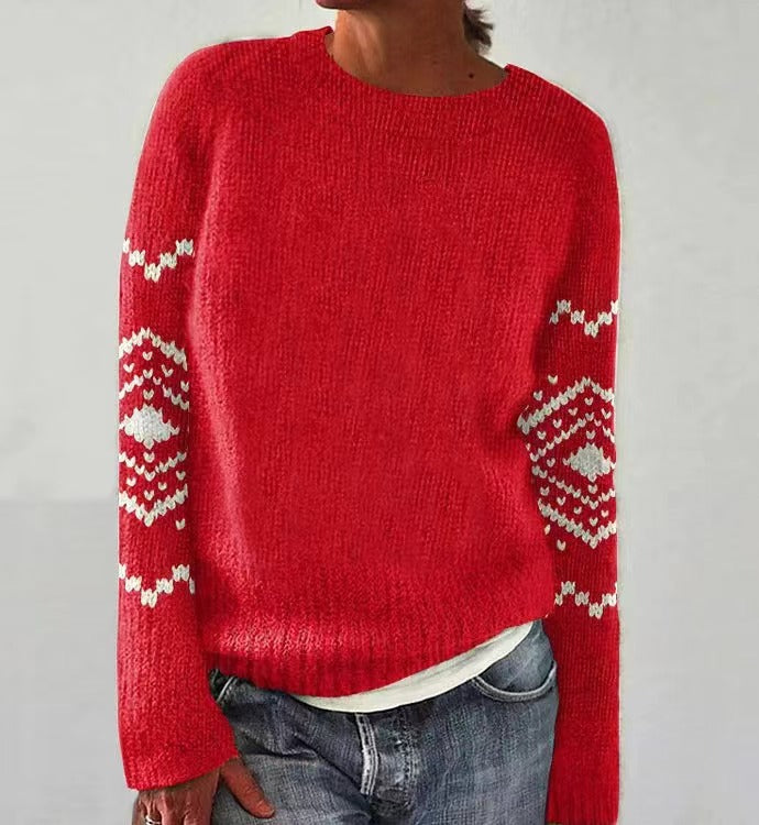 Round Neck Multicolor Loose Fashion Pullover Sweater