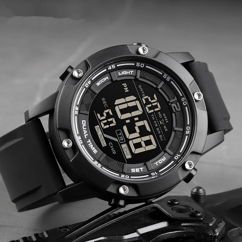 Mens Sports Electronic Silicone Strap Watch A Multifunctional
