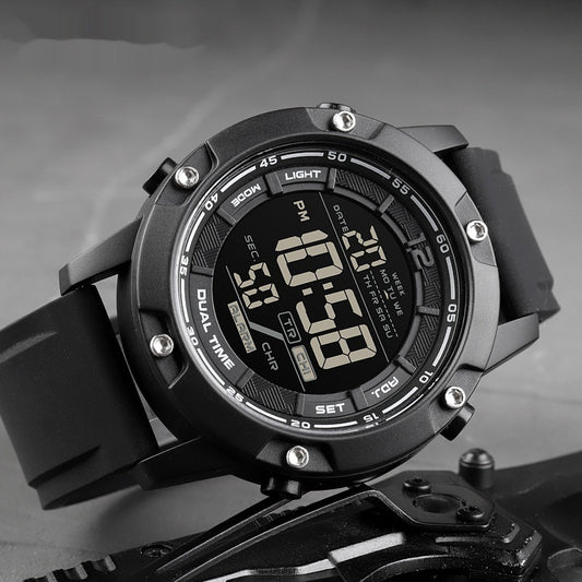 Mens Sports Electronic Silicone Strap Watch A Multifunctional