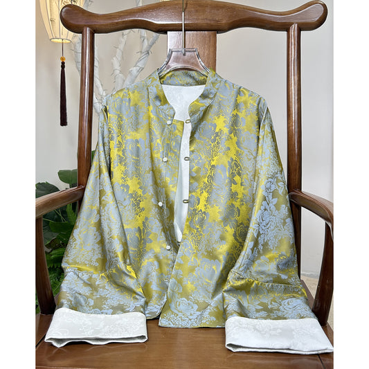 Women's Fashion Silk Interwoven New Baggy Coat