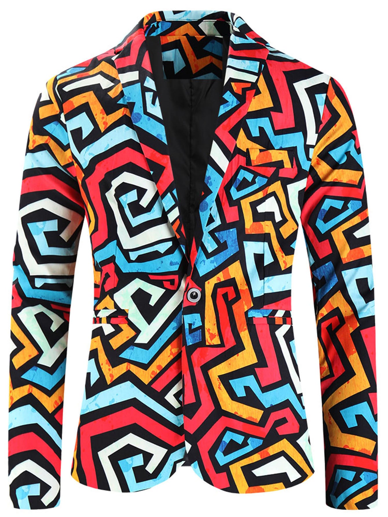 One Button Printing Leisure Suit Plus Size Men's Top