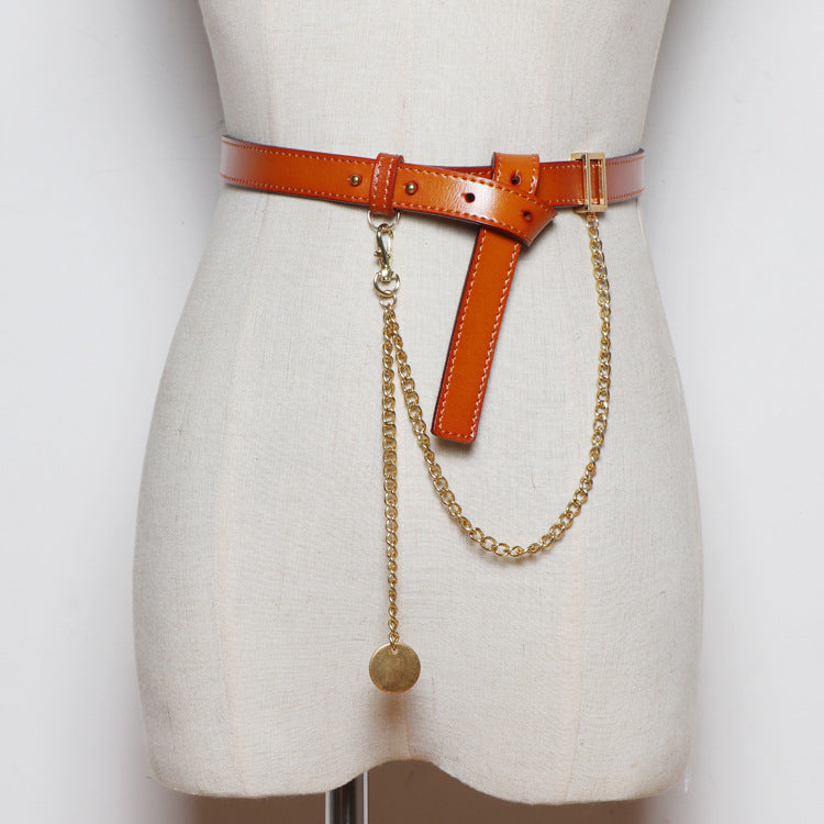 Cross-border Simple All-match Belt Belt Chain Pin Buckle Female Leather Girdle