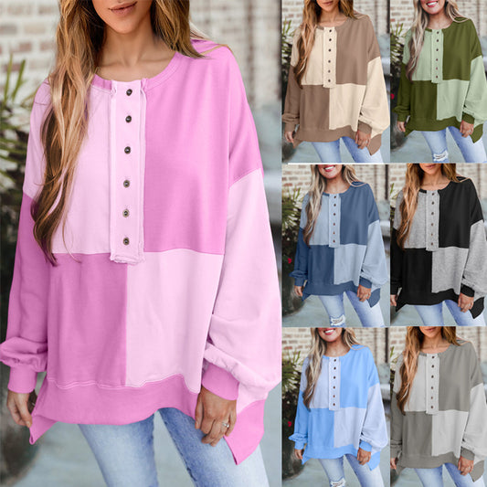 Dame Strikket Sweater med Revers og Spænde
