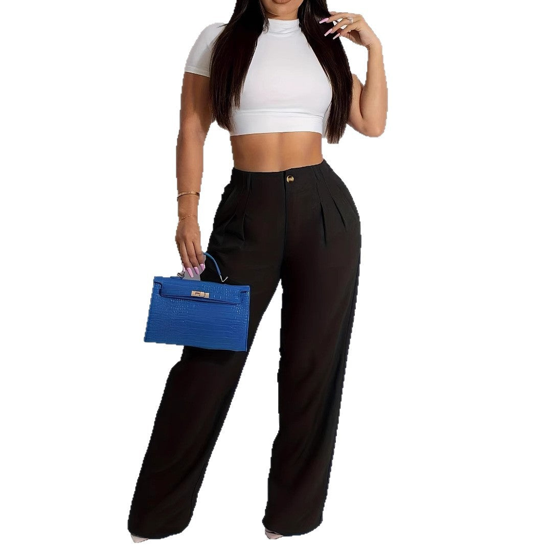 Women's High-waisted Straight-leg Loose-fit Versatile Casual Pants