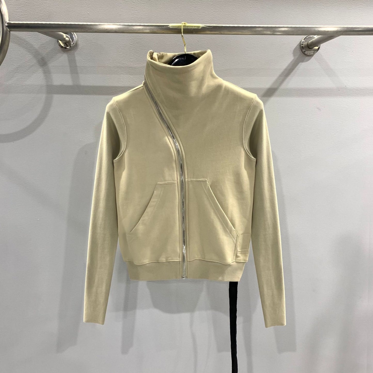 Women's Dark Style Oblique Zipper Turtleneck Cotton Brushed Sweater Coat