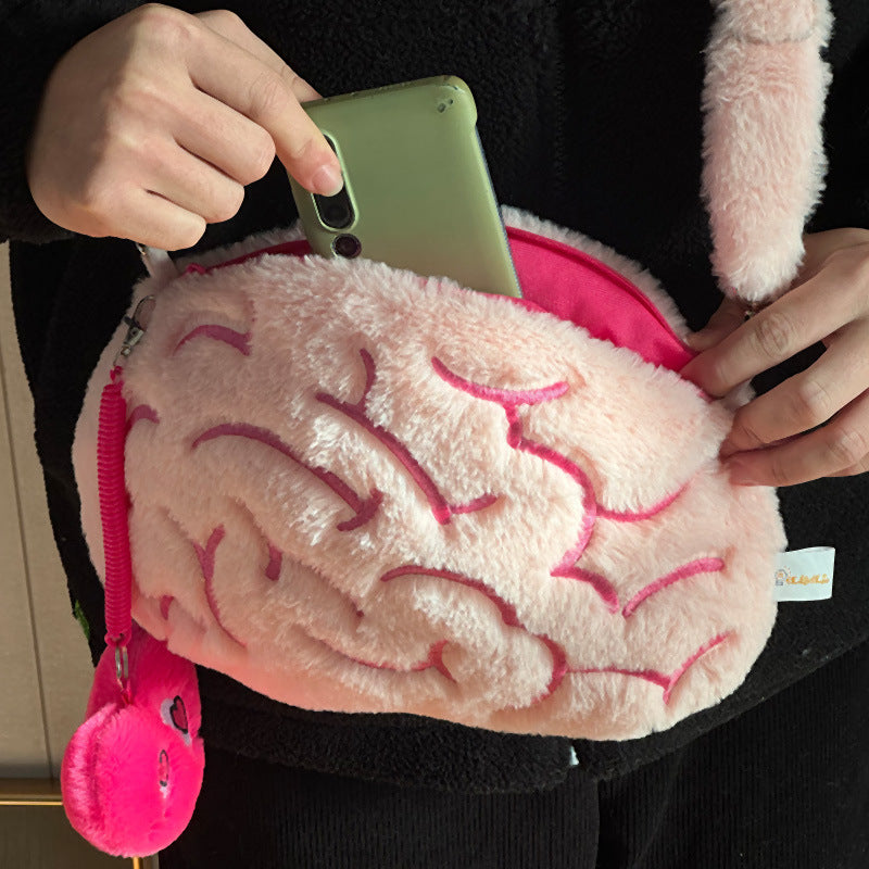 Hat With Movable Ears Love Brain Shoulder Messenger Bag