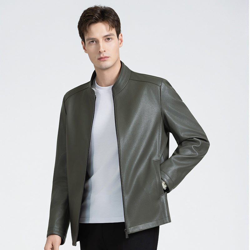 Versatile Men's Lapel Leather Jacket