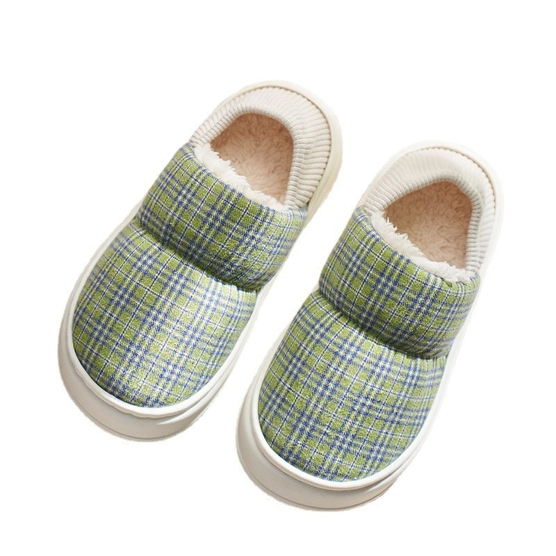 Ankle Wrap Cotton Slippers Home Indoor Warm Fleece-lined Platform Confinement Shoes