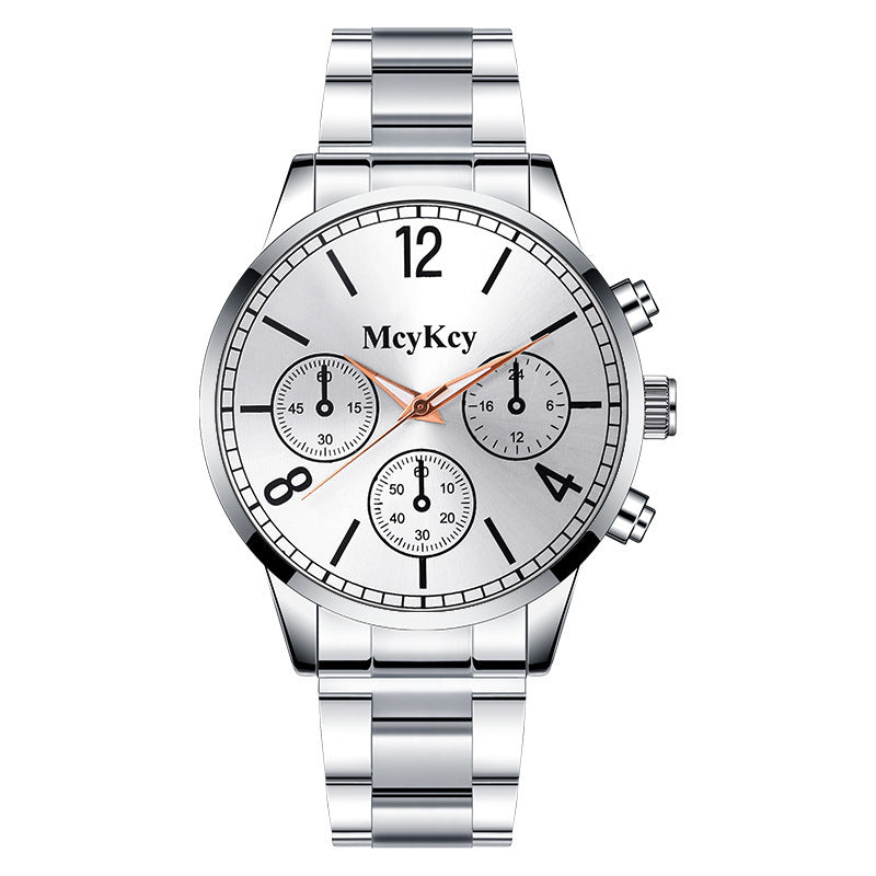 Fake Three-eye Men's Steel Belt Business Casual Quartz Watch