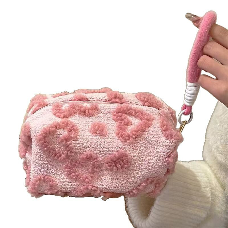 Jacquard Plush Cosmetic Bag Large Capacity Advanced Sense