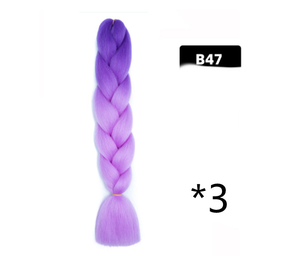 Color Big Braid African Chemical Fiber High Temperature Silk Wig Gradient