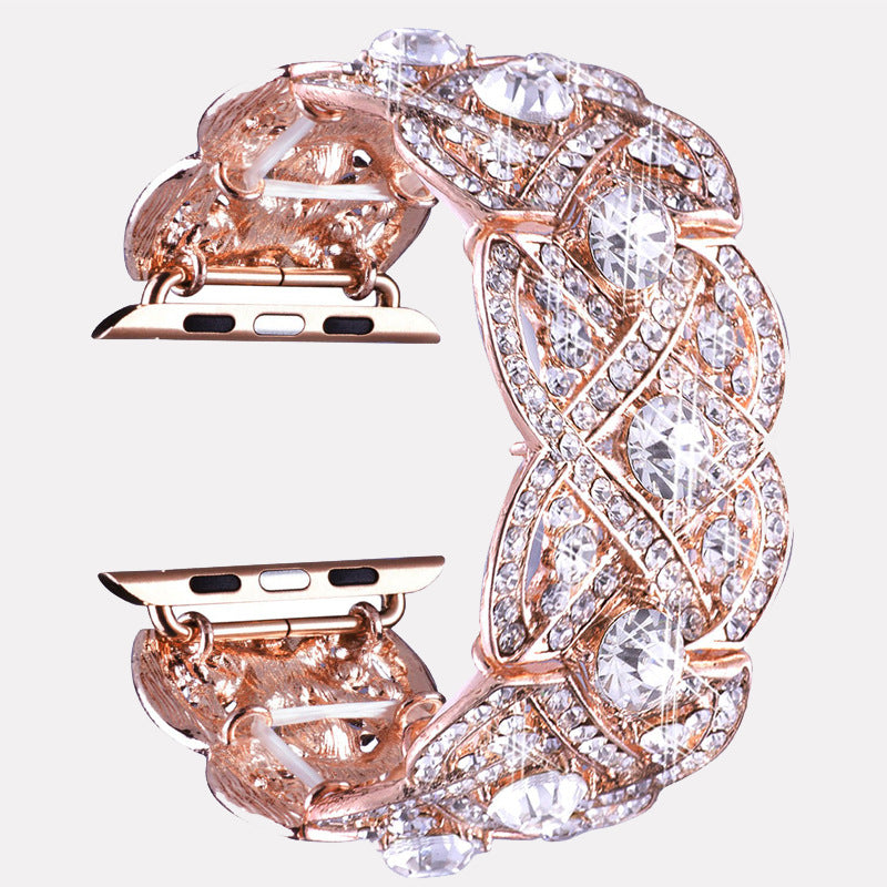 Series Four Petal Flower Metal Diamond Watch Band 8 7 6 SE 5 4 3