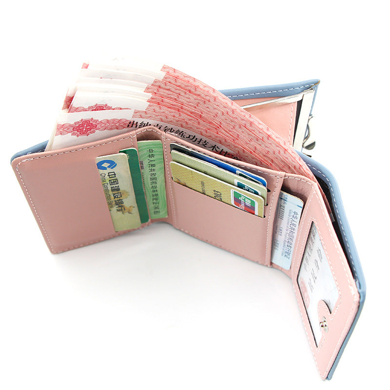 Korean Women's Leather Wallet Large Cash Photo Bits