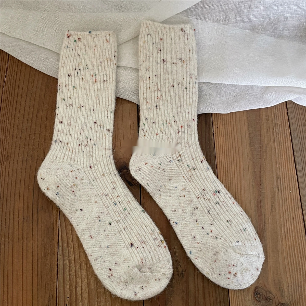 Female Solidcolor Mid-calf Length Cashmere Socks