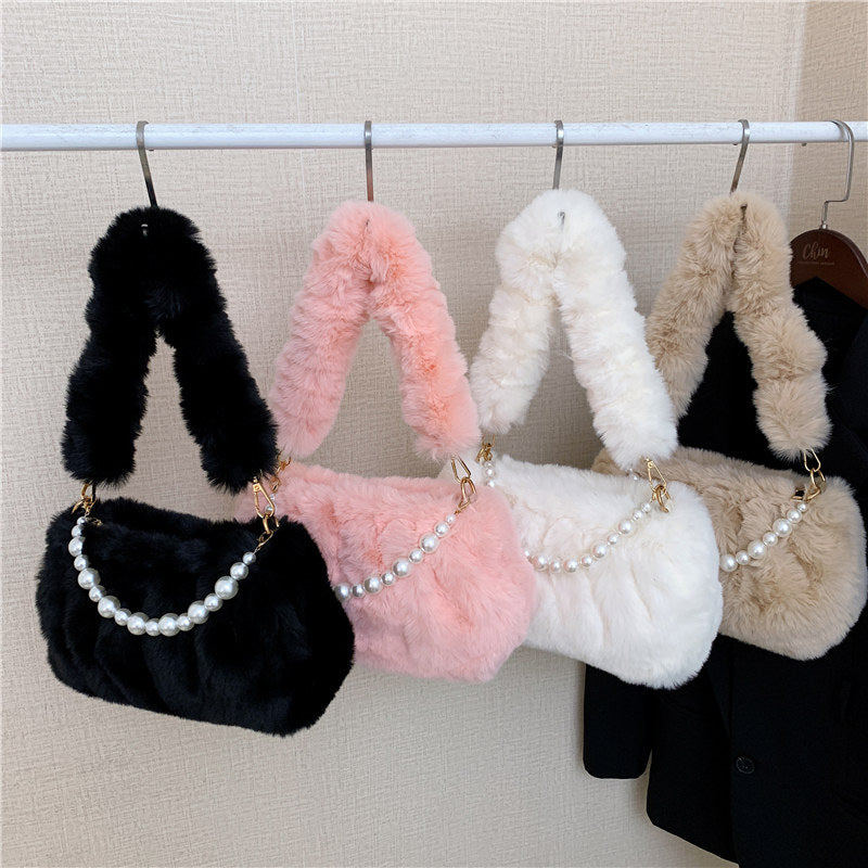 Women's Fashion Pearl Pleated Shoulder Bag