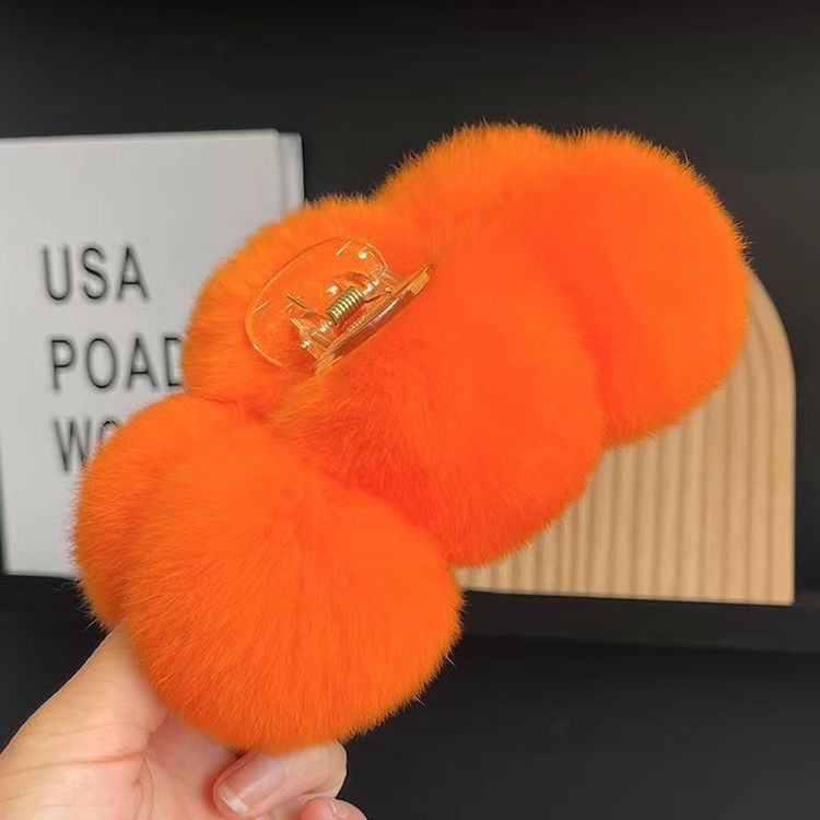 Elegant Rex Rabbit Fur Ball Grip Large Plush