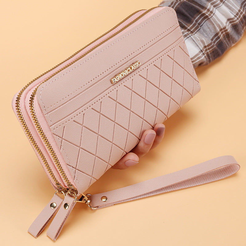 Women's Simple Double Zipper Multiple Card Slots Long Wallet