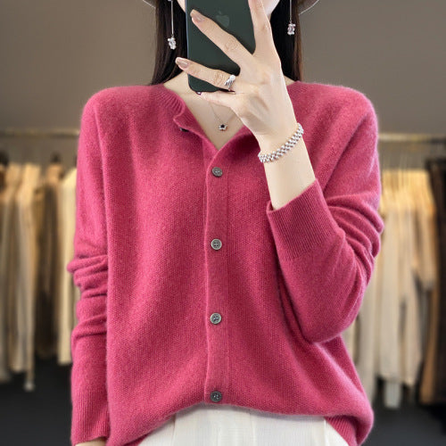 Cardigan Plus Size Coat Loose Round Neck Sweater