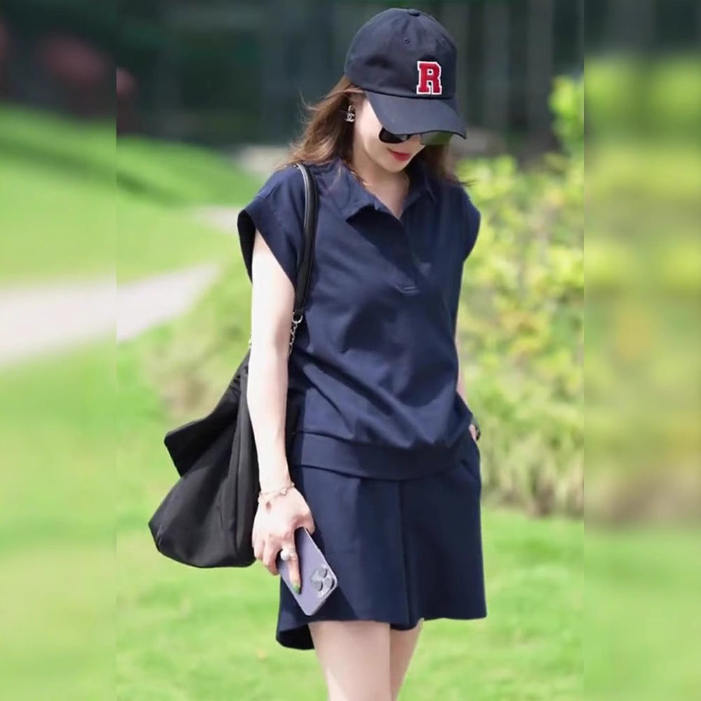 T-shirt And Athletic Shorts Slimming Two-piece Set