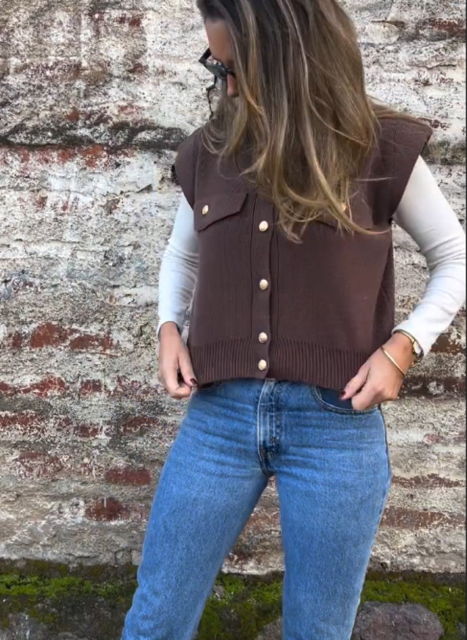 Women's Mink-like Wool Knitted Round Neck Loose Sweater Vest