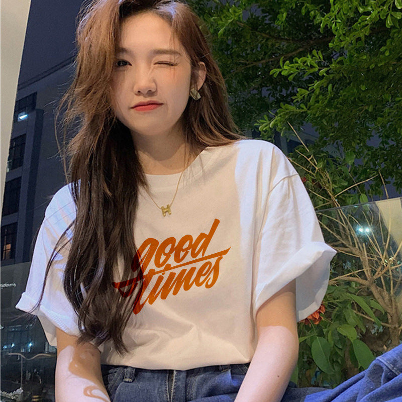 Short-sleeved Women's Clothing Ins Fashion Printing Fashion All-matching