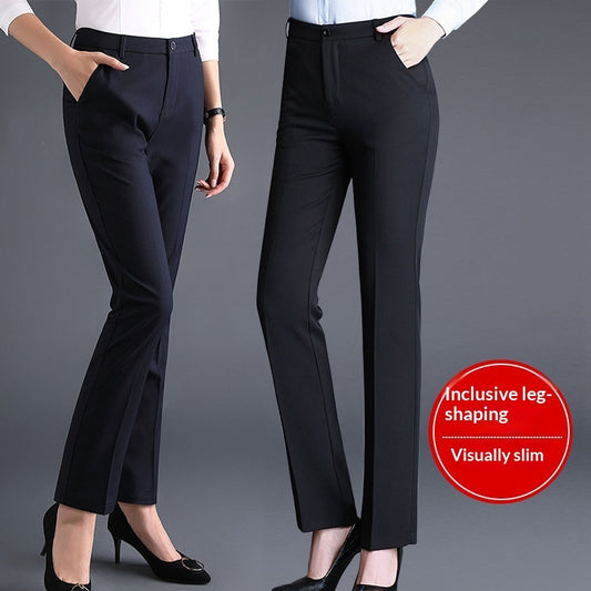 Women's Professional AutumnWinter Thick Fleece High-Waisted Straight Pants