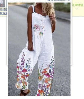 Printed Loose Cotton And Linen Suspenders