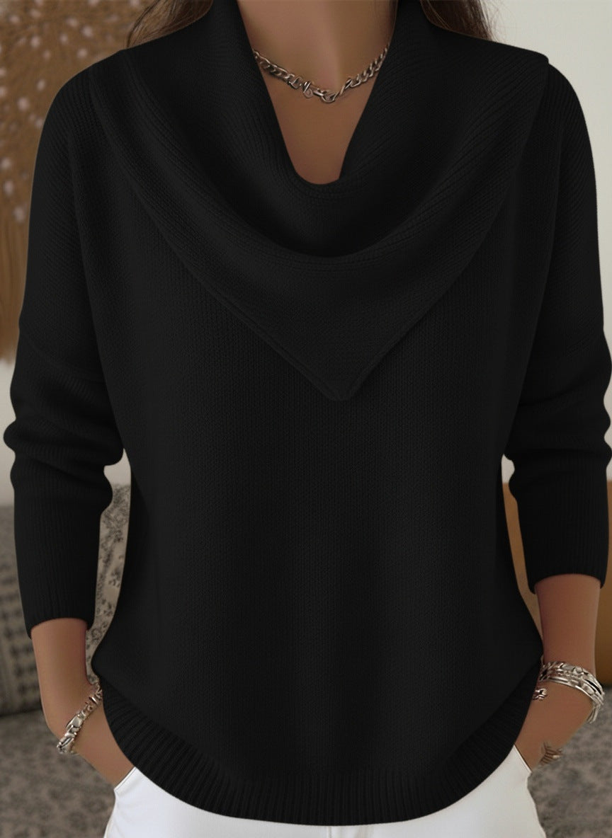 Womens Solid-color Long-sleeve Sweater Top