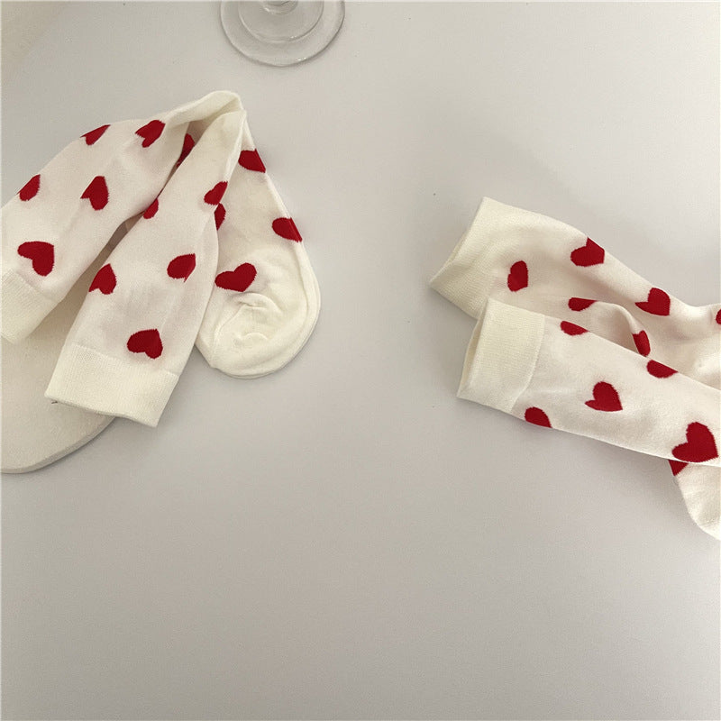 Mid-calf Length Love Cotton Socks Tide White Long Socks Korean Style Sports College Style