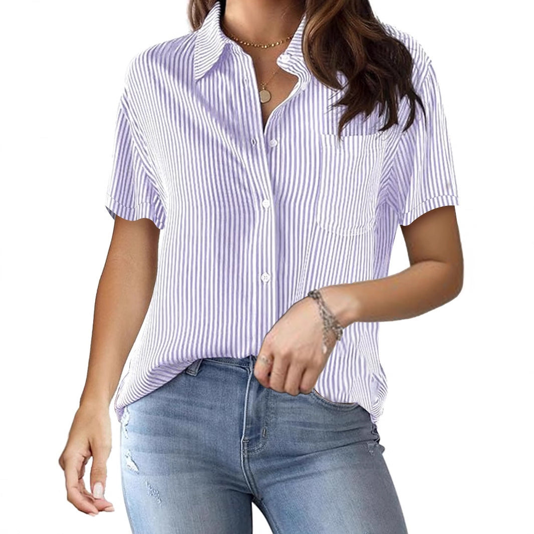 New Casual Striped Cardigan Top With A Printed Pattern