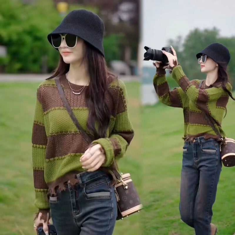 Ny koreansk stil mode afslappet hulsplejset top