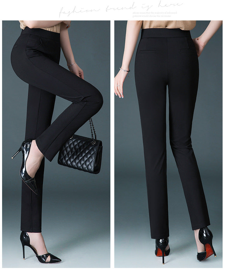 High Waist Slimming Straight Casual Plus Trousers
