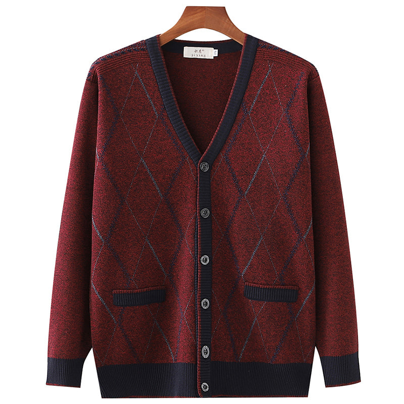 Middle-aged And Elderly Male Father's Wool Cardigan Sweater