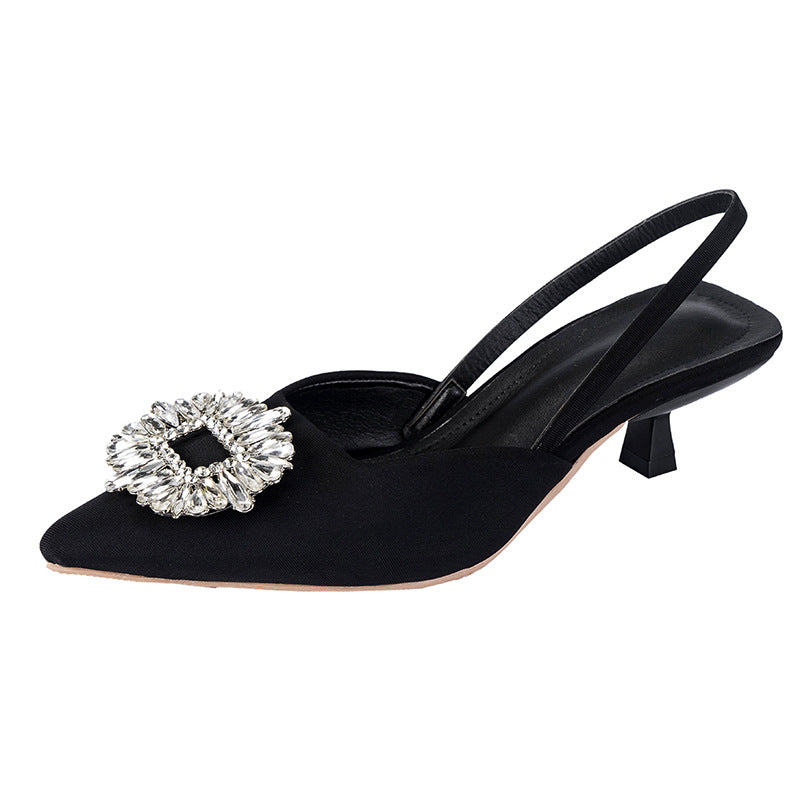 Pointed Stiletto Mid-heel Shoes Back Empty Toe Sandals