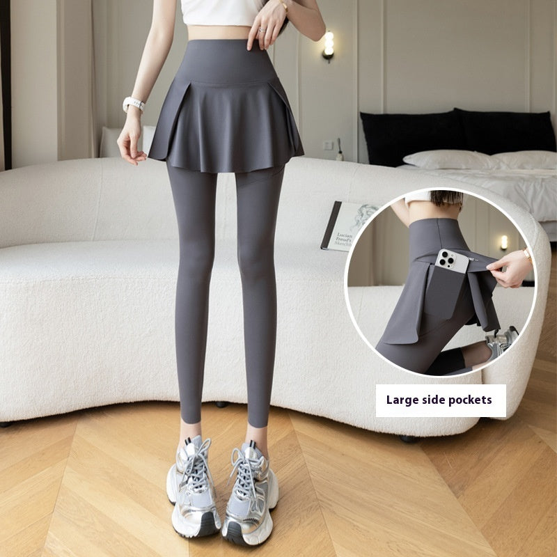 Spring New Fake Two-piece Outer Wear Sports Yoga Pants Women