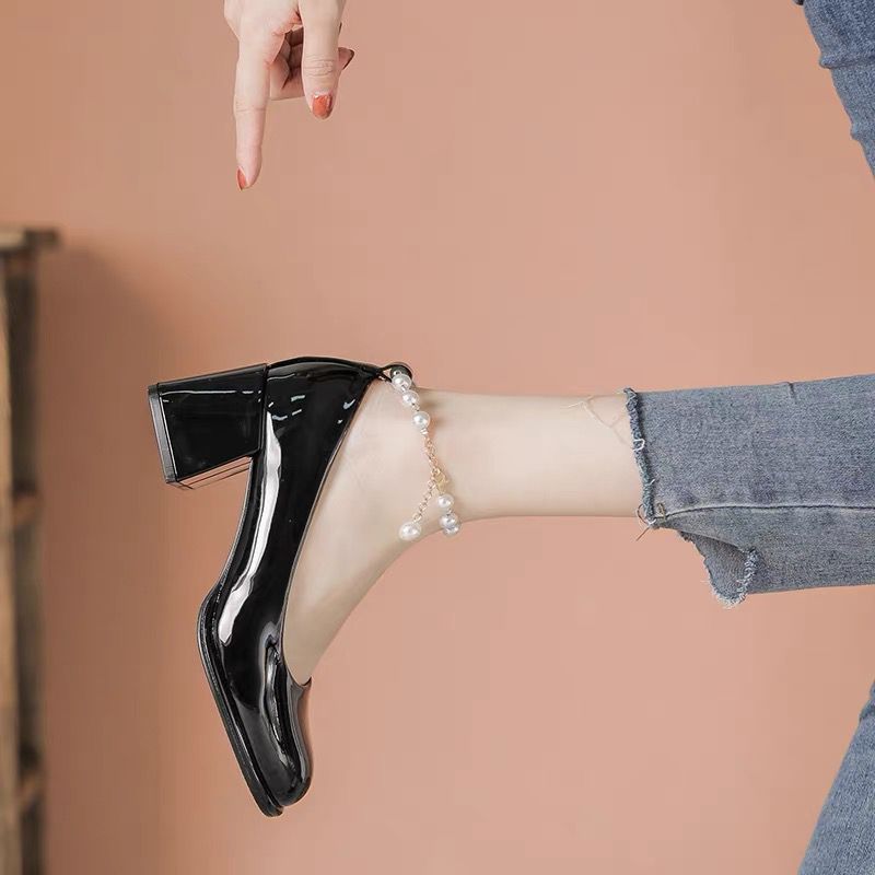 Women's Shallow Mouth High Heel Square Toe Spring New Mary Jane Shoes