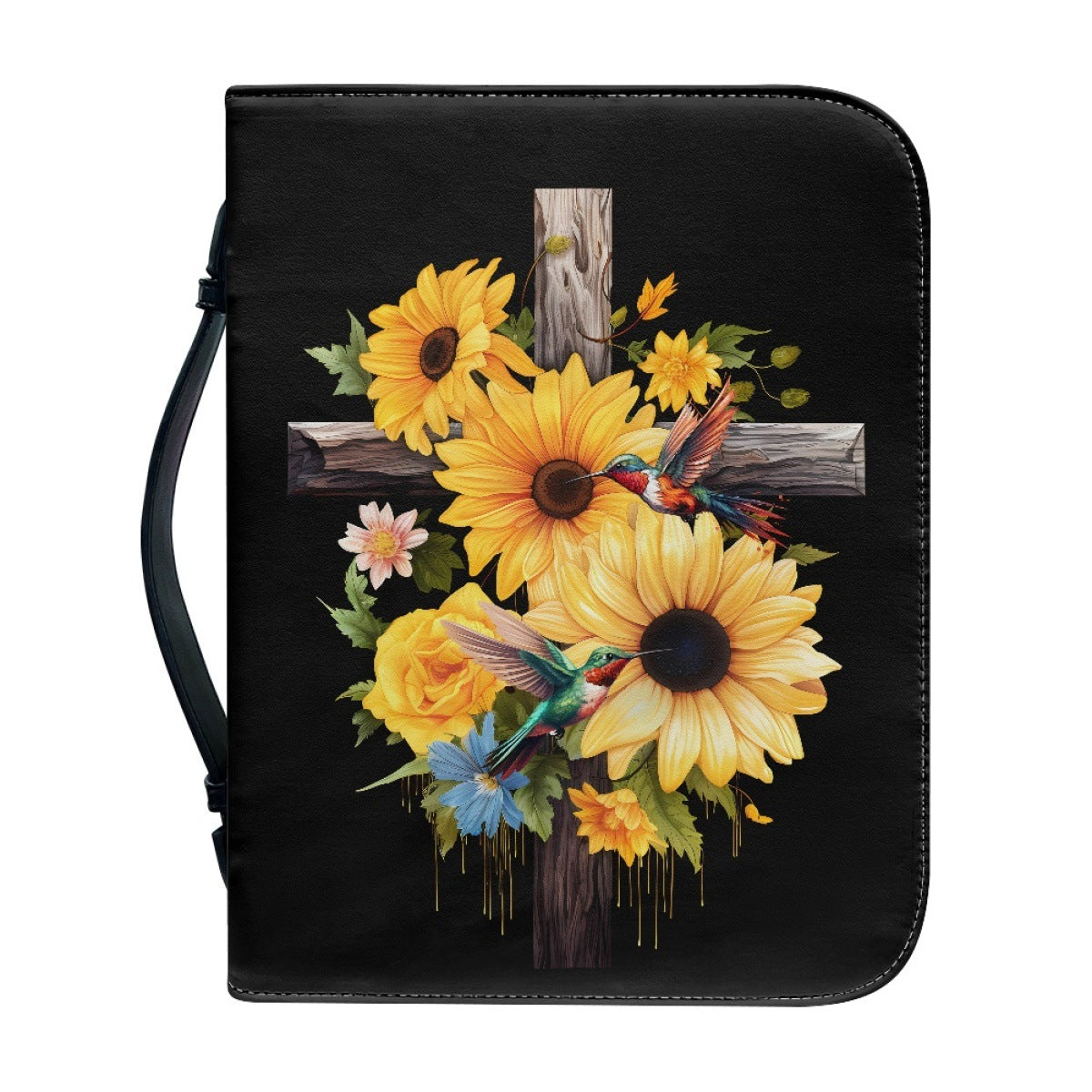 Portable Printing Book Protection Storage Holy Book Cross Sunflower Handbag