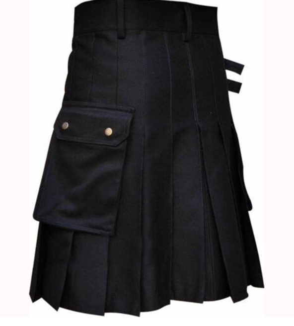 Festival Men's Solid Color Pocket Pleated Skirt
