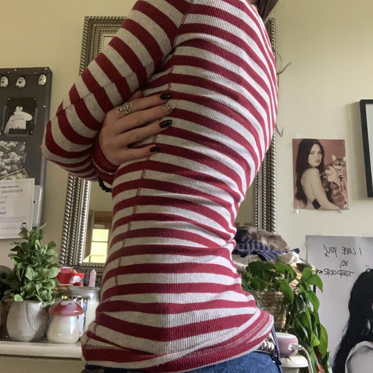 Womens Striped Crew Neck Long Sleeve Top