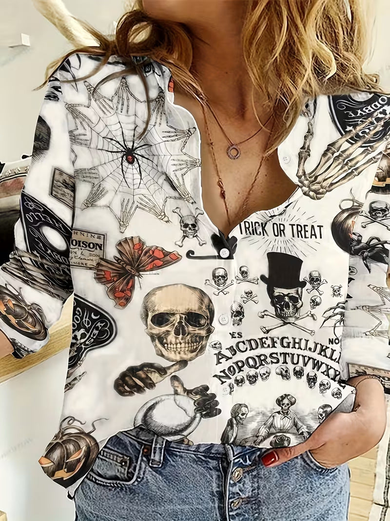 Korean-style Printed Lapel Men's Casual Shirt