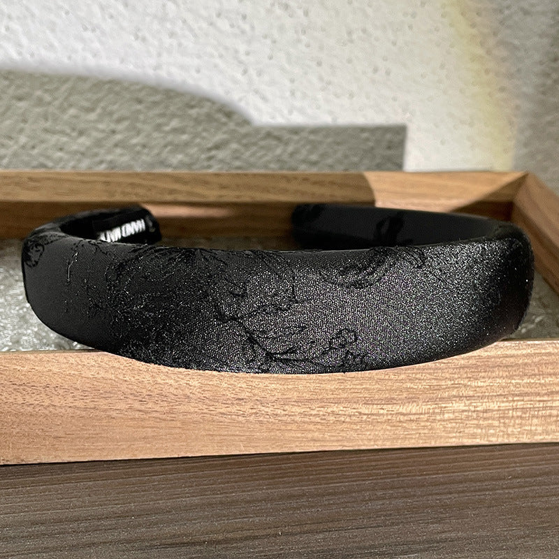 Champagne National Style Velvet Print Fine Sponge Headband