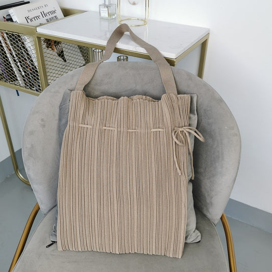 Niche Design Drawstring Folds Bucket Bag Fashion Art Simple One Shoulder