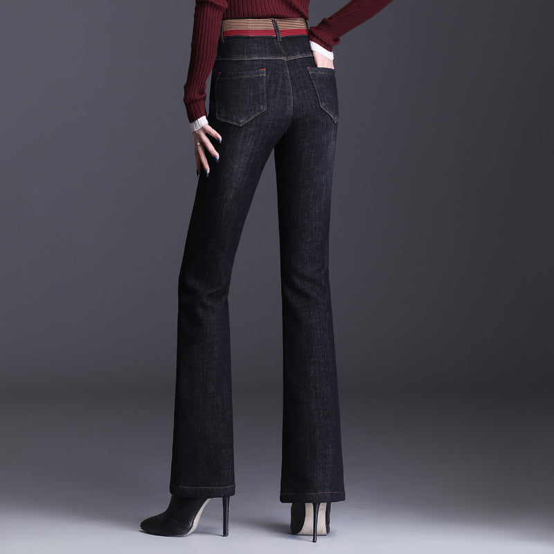Women's Micro Flared Jeans High Waist Straight Pants