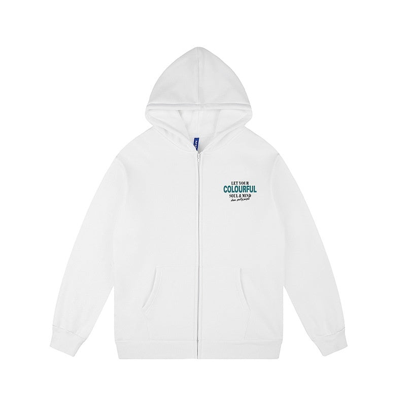 Zipper Cardigan Hoodie Foam Printing Men And Women Fashion