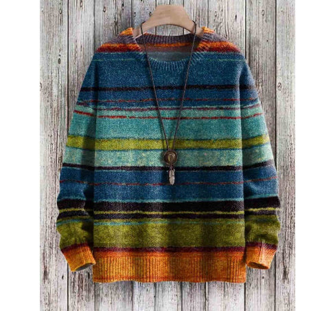 Style Digital Printing Drop-shoulder Long Sweater Abstract