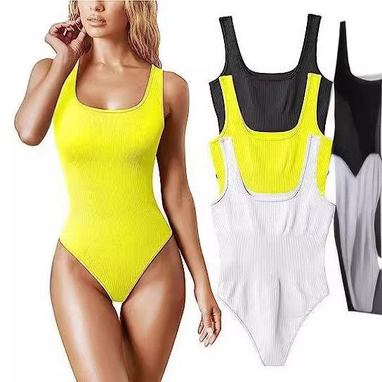 Women's U-neck Sleeveless Vest Tight Jumpsuit